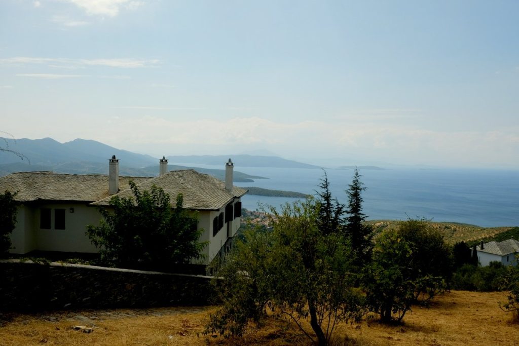 Lafkos, view from the mountain. Vaccation home with view in Lafkos Pelion. Holidays in Greece. 