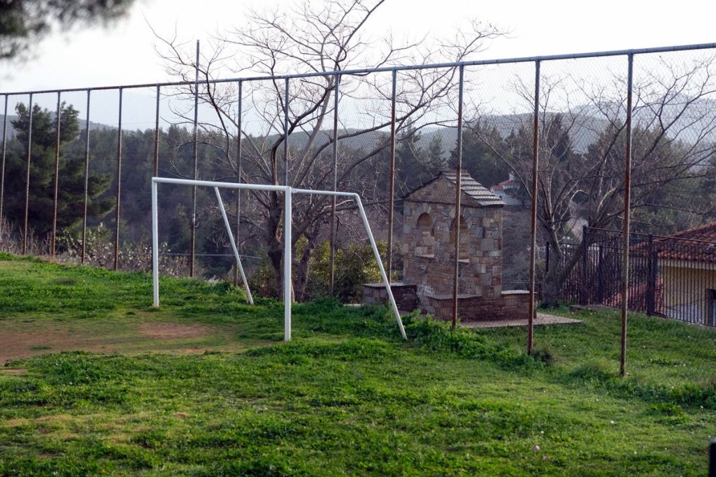 Soccer field.The Village Lafkos is one of the most beautiful and authentic places on the Greek peninsula of Pelion, characterized by an atmospheric square and the absence of cars. Vacation home in Pelion. Holidays in Greece.