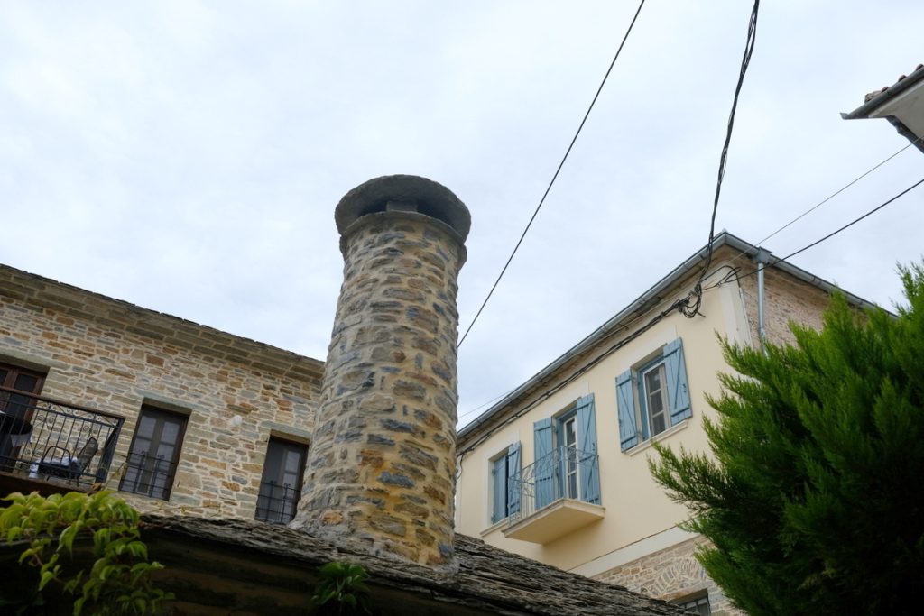 Stonehouse in Lafkos. South Pelion, Greece. The old alleys of Lafkos, invite you to stroll around.